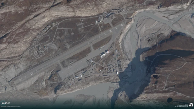 A satellite image taken in September 2025 showing Kangerlussuaq Airport - what was Sondrestrom Air Base