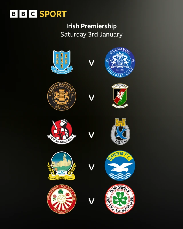 Irish Premiership fixtures