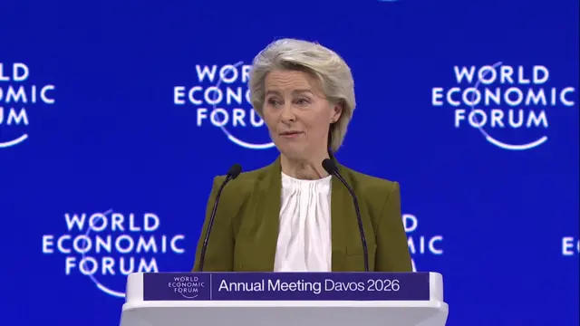 Von der Leyen speaking at Davos