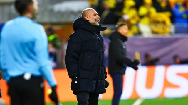 Pep Guardiola reacts