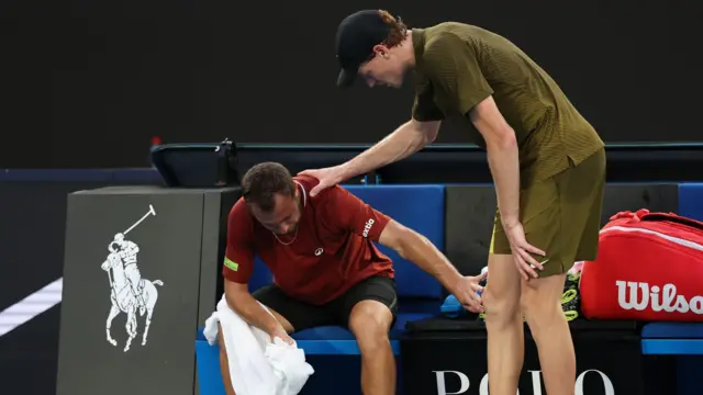 Jannik Sinner consoles Hugo Gaston