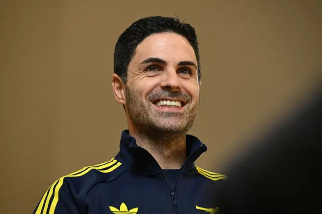 Mikel Arteta smiling