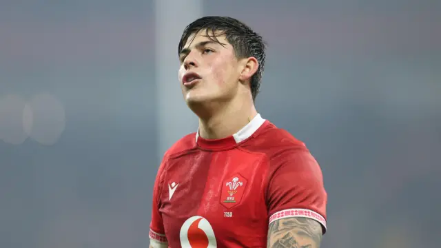 Louis Rees-Zammit in action for Wales