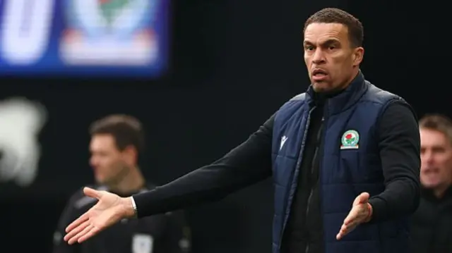 Blackburn Rovers boss Valerien Ismael with his arms spread wide