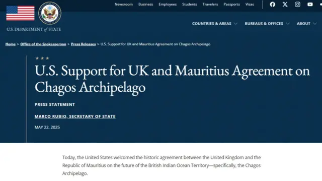 Marco Rubio's statement in May, backing the deal, is on the US government's website