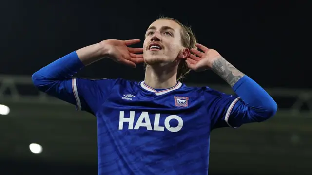 Jack Clarke celebrates scoring for Ipswich against Bristol City