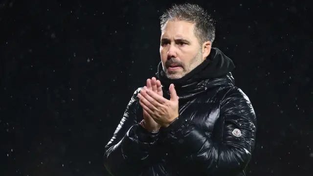 Leicester head coach Marti Cifuentes applauding supporters at Wrexham