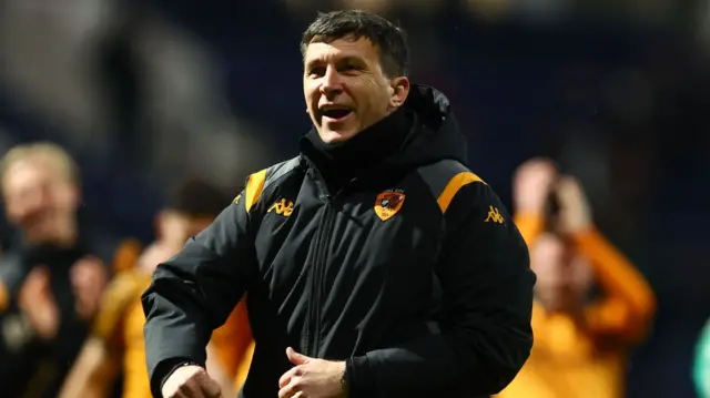 A happy Hull City coach Sergej Jakirovic after their win at Preston