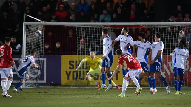 Luke Garbutt's free-kick