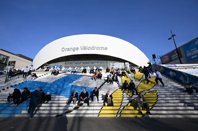 Outside the Stade Velodrome