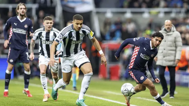 Action from Newcastle-PSV game