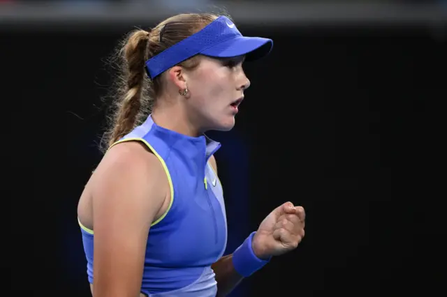 Mirra Andreeva reacts