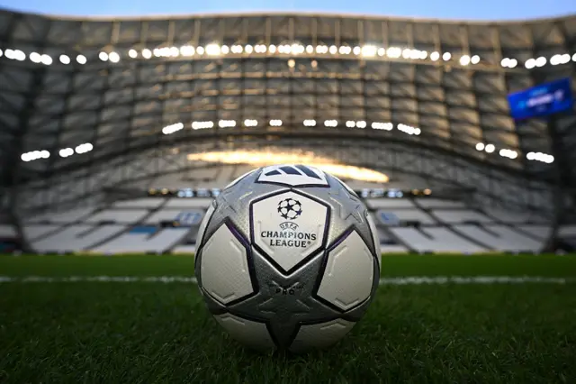 Champions League ball inside the Stade Velodrome