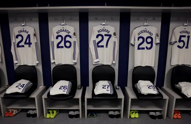 Aston Villa shirts inside the dressing room at the stadium