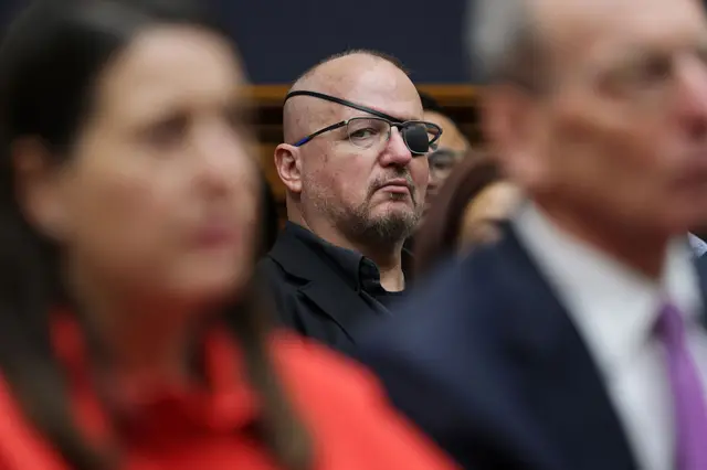 Founder of the Oath Keepers Stewart Rhodes looks on as former Special Counsel Jack Smith testifies before the House Judiciary Committee in the Rayburn House Office Building on Capitol Hill