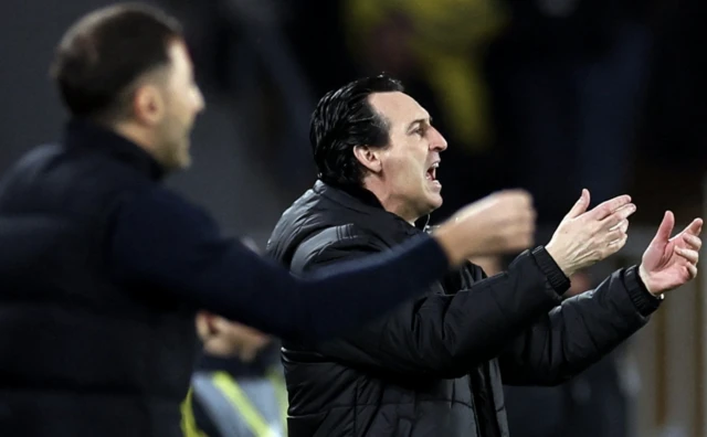 Aston Villa manager Unai Emery reacts