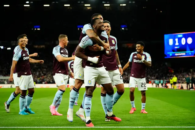 Jhon Duran centre-forward of Aston Villa and Colombia celebrates