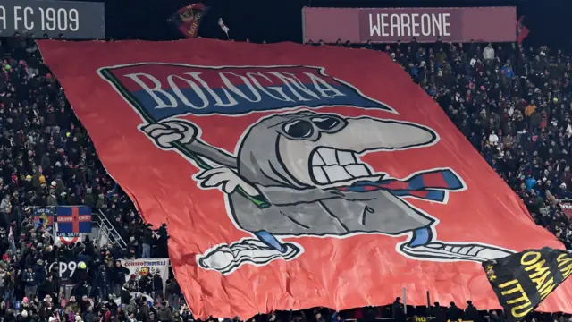 Bologna fans with tifo