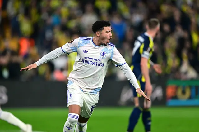 Jadon Sancho celebrates