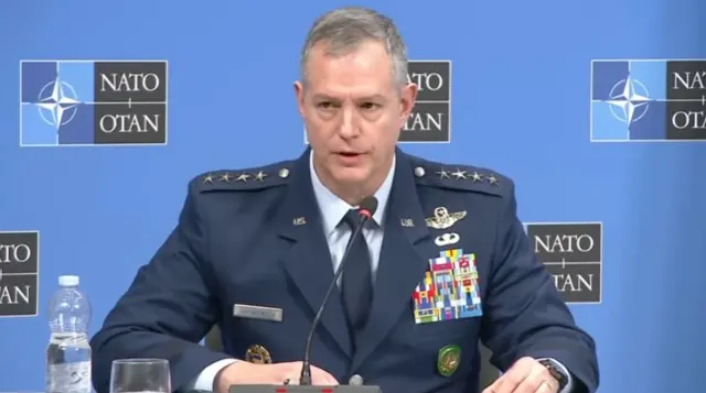 US Air Force General  Alexus Gregory Grynkewich speaks at a Nato press conference