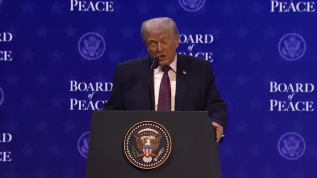 Donald Trump speaks at the Board of Peace event