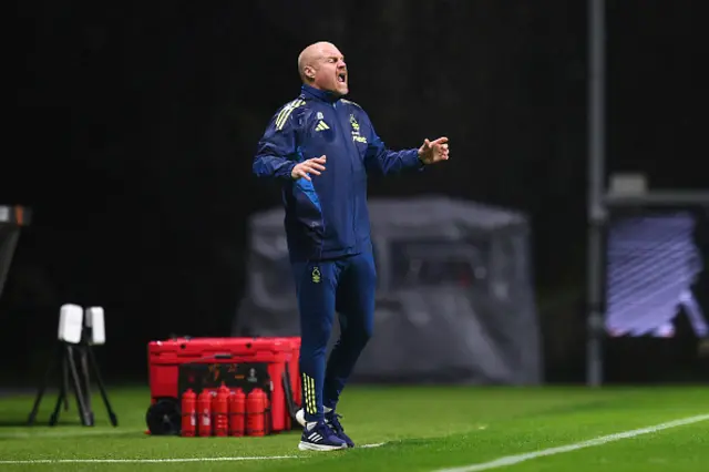 Sean Dyche, Manager of Nottingham Forest, reacts
