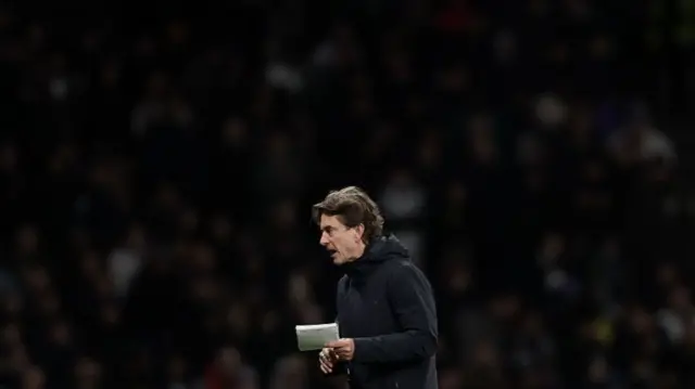A wide angle shot of Tottenham boss Thomas Frank