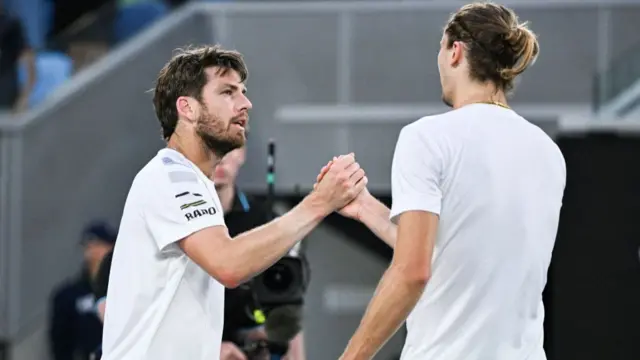 Cameron Norrie and Alexander Zverev shake hands at the 2024 Australian Open