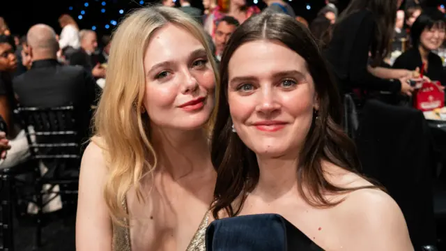 Elle Fanning and Inga Ibsdotter Lilleaas attend the 31st Annual Critics Choice Awards at Barker Hangar on January 04, 2026 in Santa Monica, California.