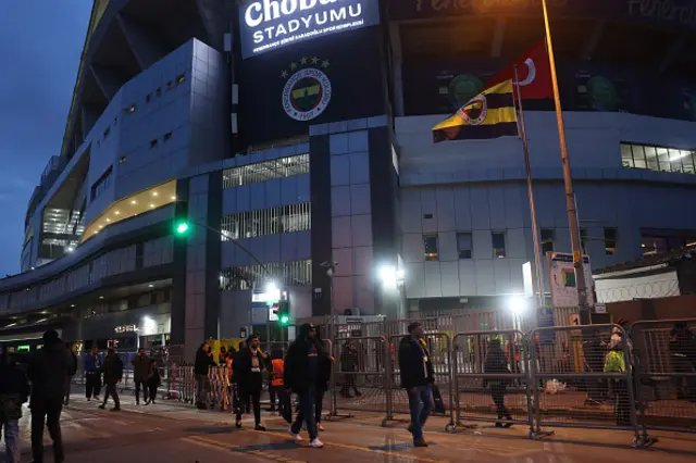 Şükrü Saracoğlu Stadium outside with fans passing by