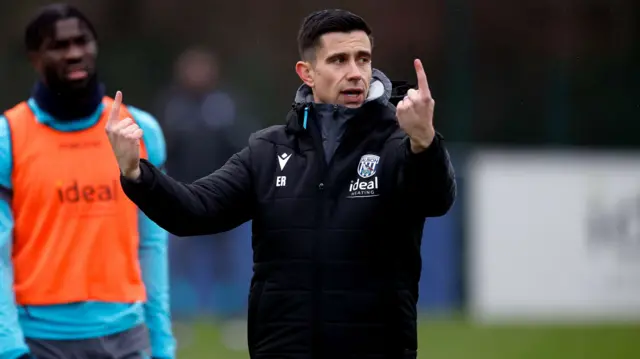 West Brom Eric Ramsay in training with his team on Thursday 22 January before the game at Derby