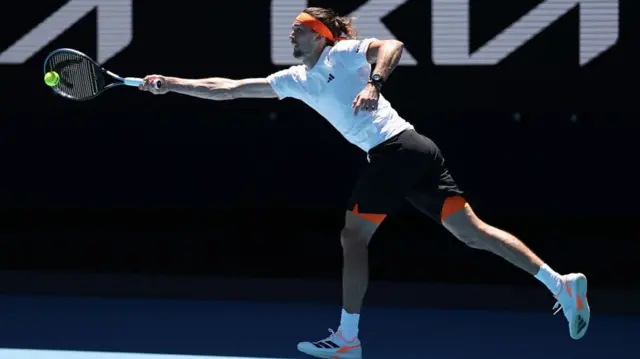 Alexander Zverev hits a forehand