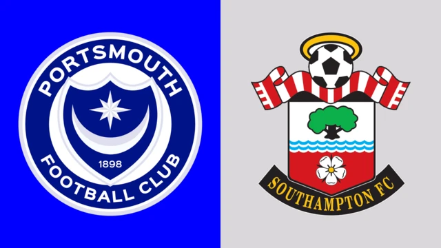 The Portsmouth and Southampton club badges side by side