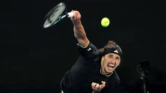 Alexander Zverev hits a forehand