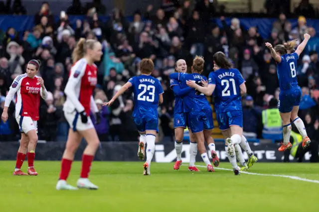 Reiten celebrates converting the winning penalty v Arsenal last season