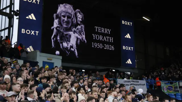 Leeds fans applause for former Leeds United player, Terry Yorath, who passed away on January 7, aged 75, after a short illness, ahead of the Premier League match at Elland Road, Leeds.