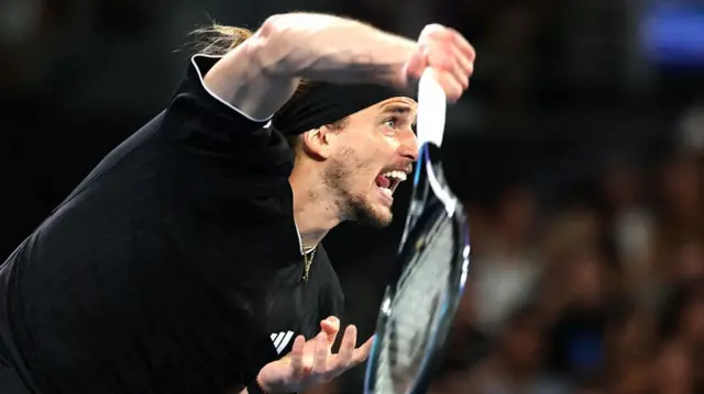Alexander Zverev serves