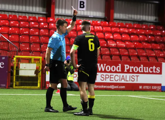 Lewis Harrison is sent off
