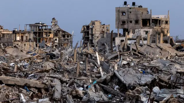 ruins and rubble in Rafah after the Israel-Hamas war