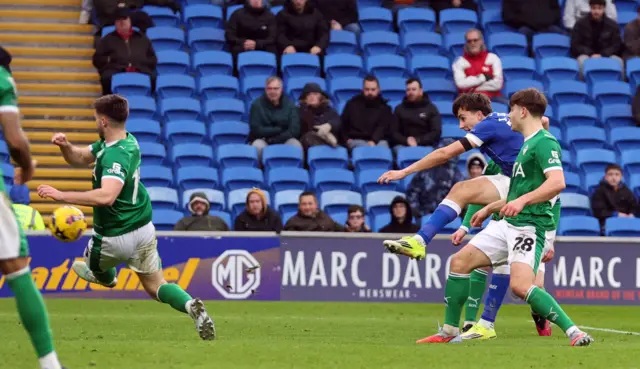 Joel Colwill scoring a goal