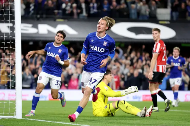 Jack Clarke celebrates scoring for Ipswich in their 5-0 win over Sheffield United in September 2025