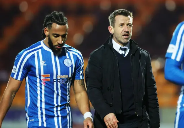 Kilmarnock manager Neil McCann (right) looks shocked