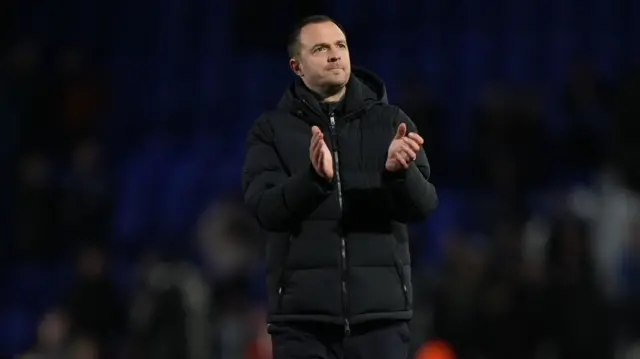 Birmingham boss Chris Davies claps the fans after the 1-1 draw with Stoke