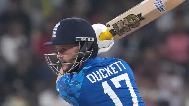Ben Duckett batting for England against Sri Lanka