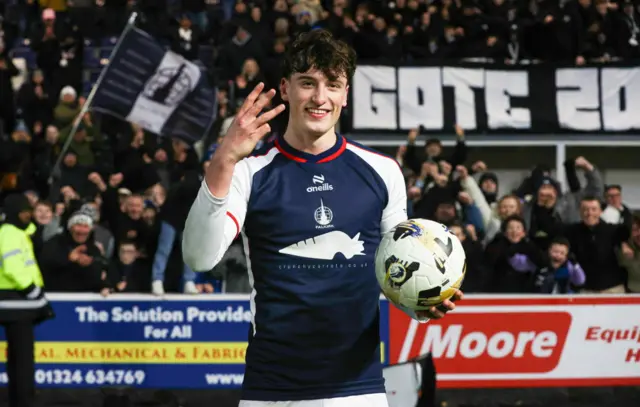 Falkirk scorer Barney Stewart celebrates
