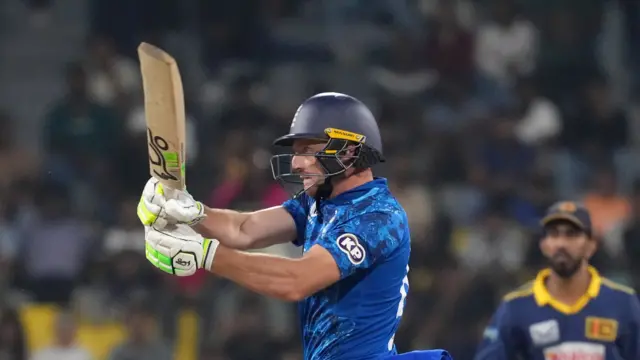 Jos Buttler batting towards the end of the game to see England over the line