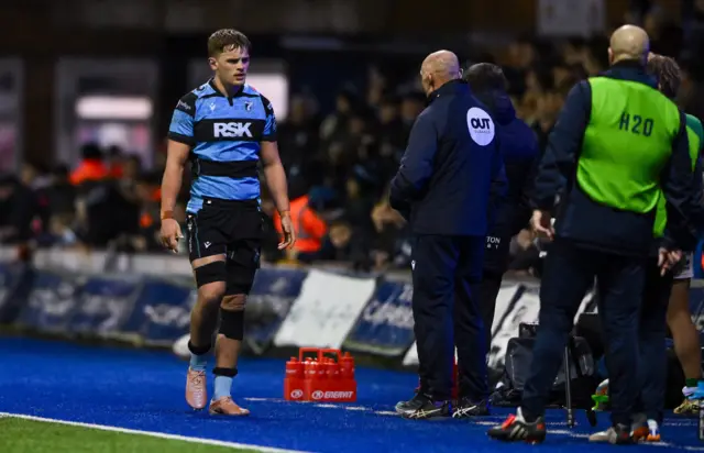 Cardiff's Alex Mann is yellow carded
