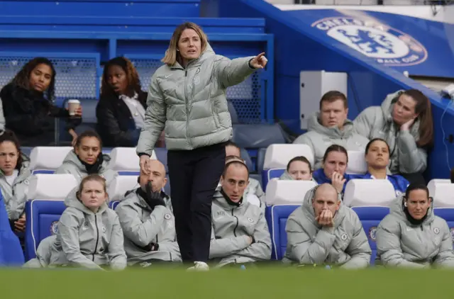 Sonia Bompastor instructs her players from the sidelines