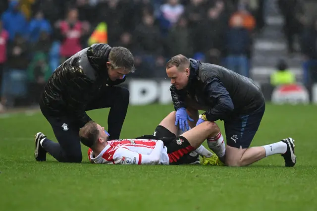 Leo Scienza (13) of Southampton down injured