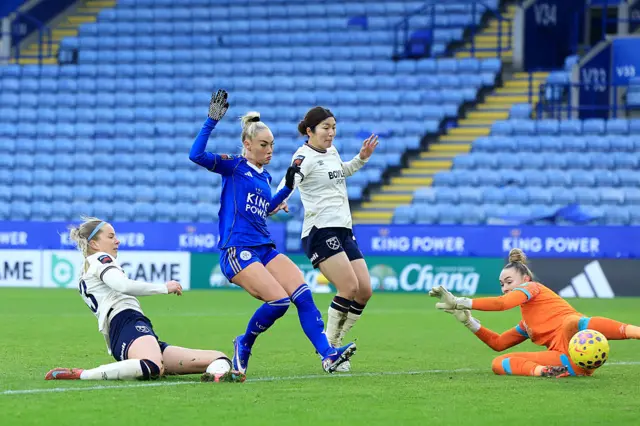 Eva Nystroem and Alisha Lehmann watch the ball
